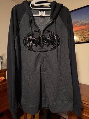 Batman Grey & Black Logo Zip-Up Hoodie